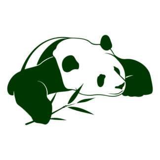 Panda And His Bamboo Decal (Dark Green)